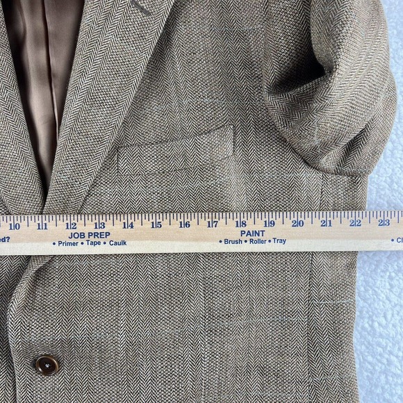 Brooks Brothers Herringbone Silk Linen Wool Sport Coat Men 44 Brown Blazer Italy - Picture 7 of 10